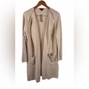 J Crew Linen Blend Open Front Cardigan sweater Natural Beige Size M